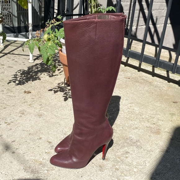 Christian Louboutin Burgundy Heeled Boots - Picture 1 of 16